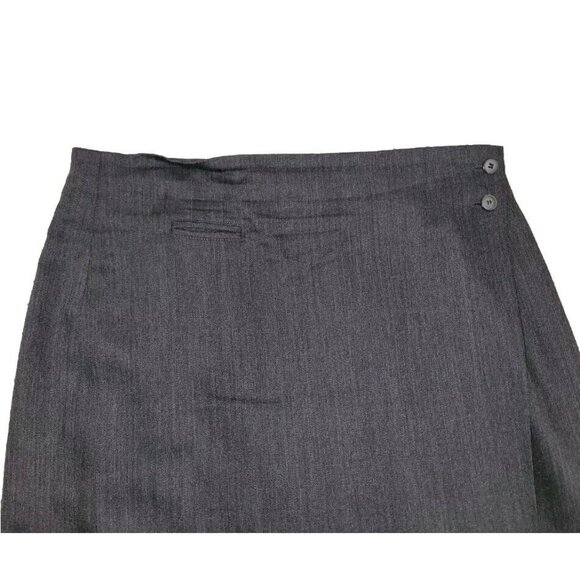 Vintage 100% Wool Wrap Pencil Skirt Sz 14 Modest Gray Preppy Theo Miles EUC - Picture 2 of 8